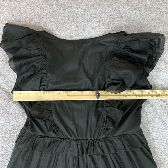 J. Crew Ruffle Sleeve Voile Dress Women's S Black 100% Cotton V-Neck A-Line - Picture 10 of 16